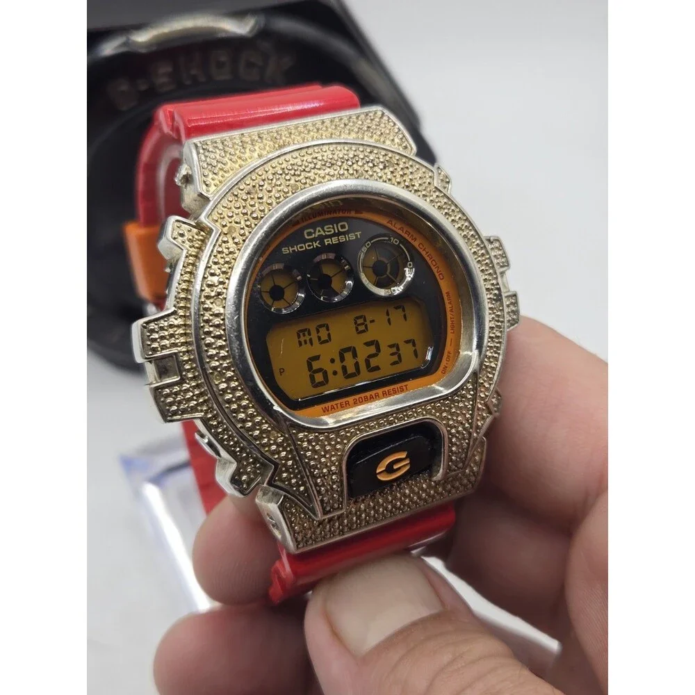 Customized Casio G-Shock DW6900 Gold Tone Metal Bezel. Tin. New Battery.
